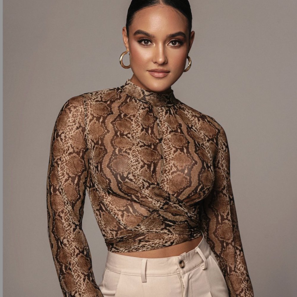 MUST GO 2/4 - JLUXLABEL Snakeskin Londyn Sheer Blouse (M)
